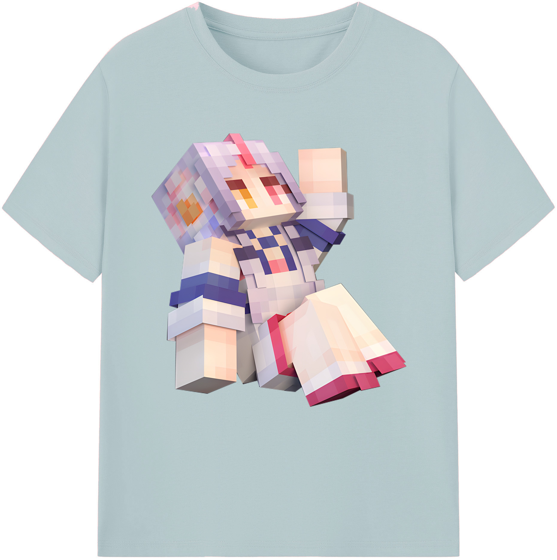 （画像用） マインクラフト ブロックの世界 Minecraft MC Block world 綿100％半袖Tシャツ（フロントプリント）